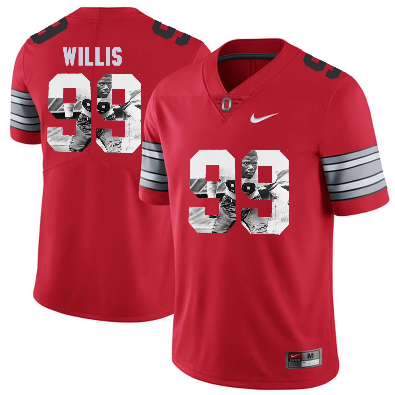 Men Ohio State 99 Willis Red Fashion Edition Customized NCAA Jerseys